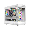 Tortox Vidrio Curved Glass Gaming PC Case, With 6*ARGB PWM Fans - White