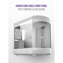 Tortox Vidrio Curved Glass Gaming PC Case, With 6*ARGB PWM Fans - White