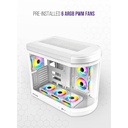 Tortox Vidrio Curved Glass Gaming PC Case, With 6*ARGB PWM Fans - White