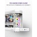 Tortox Vidrio Curved Glass Gaming PC Case, With 6*ARGB PWM Fans - White