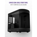 Tortox Vidrio Curved Glass Gaming PC Case, With 6*ARGB PWM Fans - Black