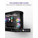 Tortox Vidrio Curved Glass Gaming PC Case, With 6*ARGB PWM Fans - Black