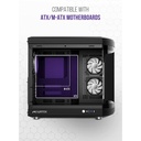 Tortox Vidrio Curved Glass Gaming PC Case, With 6*ARGB PWM Fans - Black