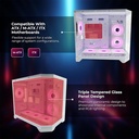 Tortox Prism Neo M-ATX/ITX Triple Glass Gaming PC Case with 6*120mm ARGB Case Fans - White