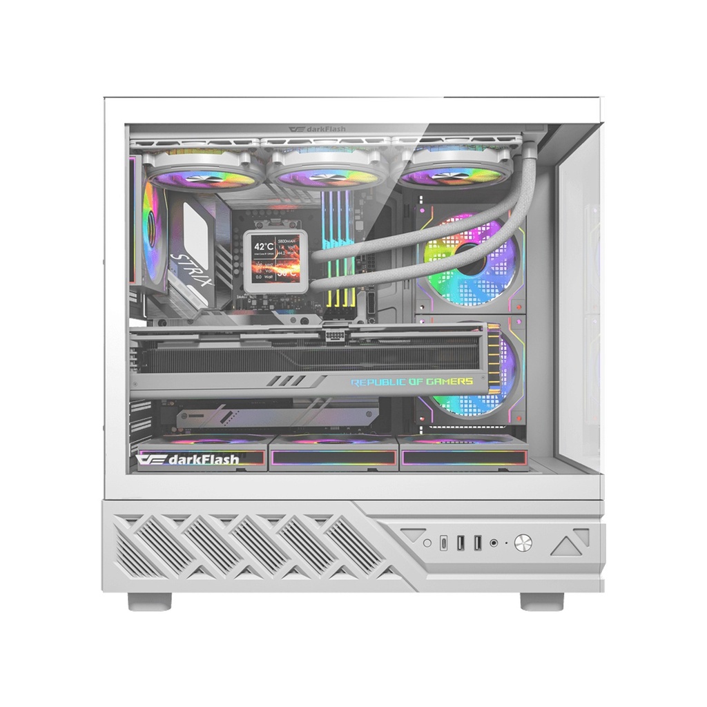 Darkflash DS950V ATX PC Case with 6 ARGB fans - White