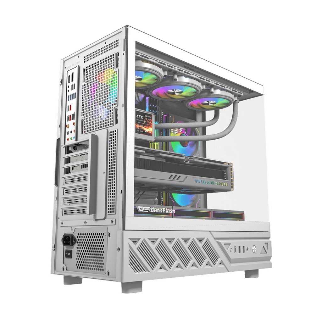 Darkflash DS950V ATX PC Case with 6 ARGB fans - White