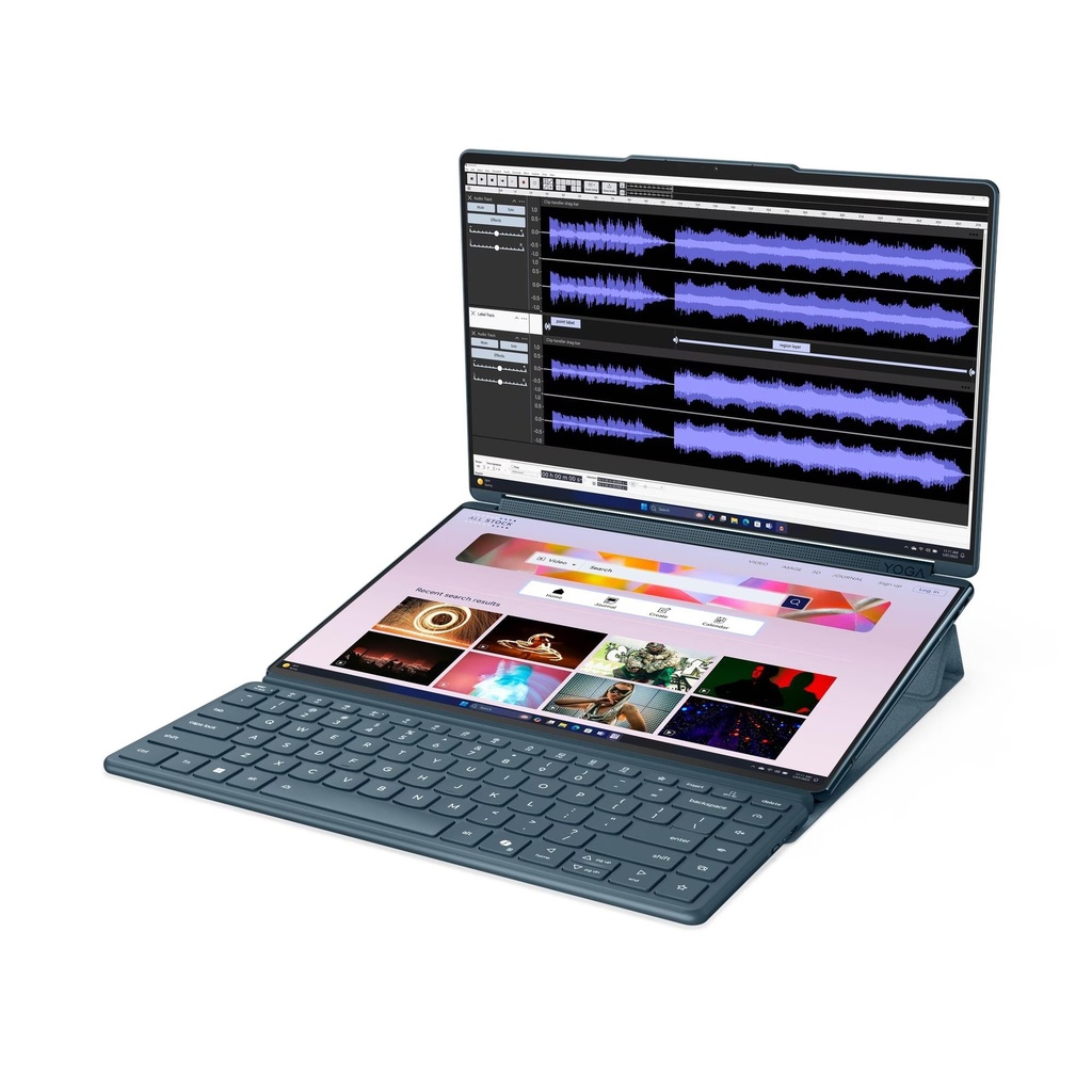 Lenovo Yoga Book 9 Multi-Touch Laptop Convertible, Ultra 7-255H Processor, 32GB RAM, 1TB SSD NVMe, Intel Arc 140T GPU, 14" 2.8K OLED TouchScreen, Backlit Arabic Keyboard, Lenovo Yoga Pen + Yoga Slim Mouse, Windows 11 Home - Tidal Teal | 83KJ000MAX