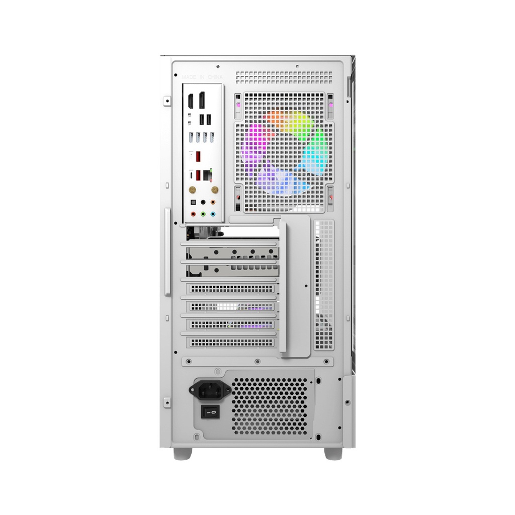 Darkflash DS950 ATX Gaming PC case with 6ARGB Fans, 270 Degree Panoramic Tempered Glass Design - White