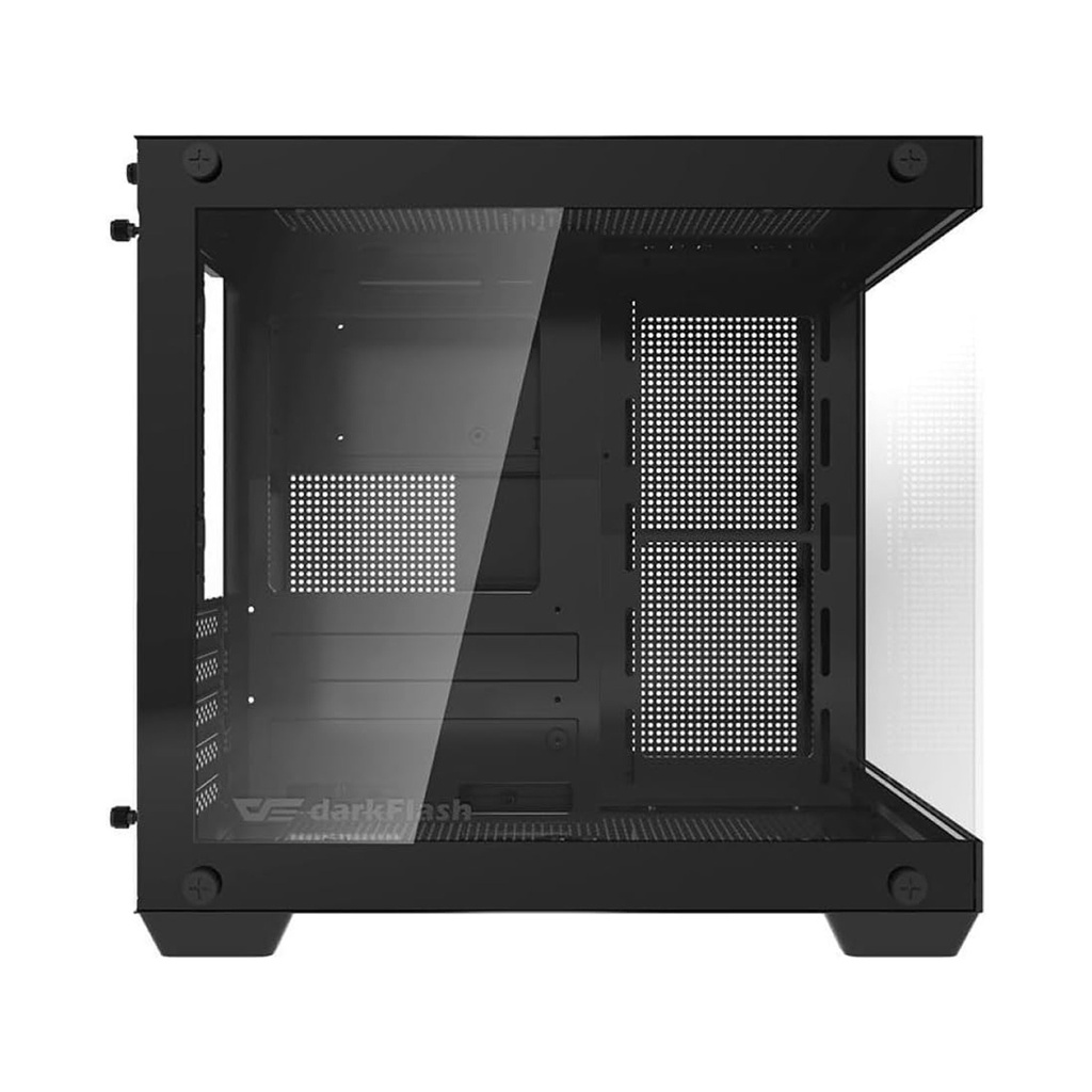 Darkflash D275M M-ATX Tempered Glass Gaming PC Case with 3 Pre-Installed ARGB Fans - Black
