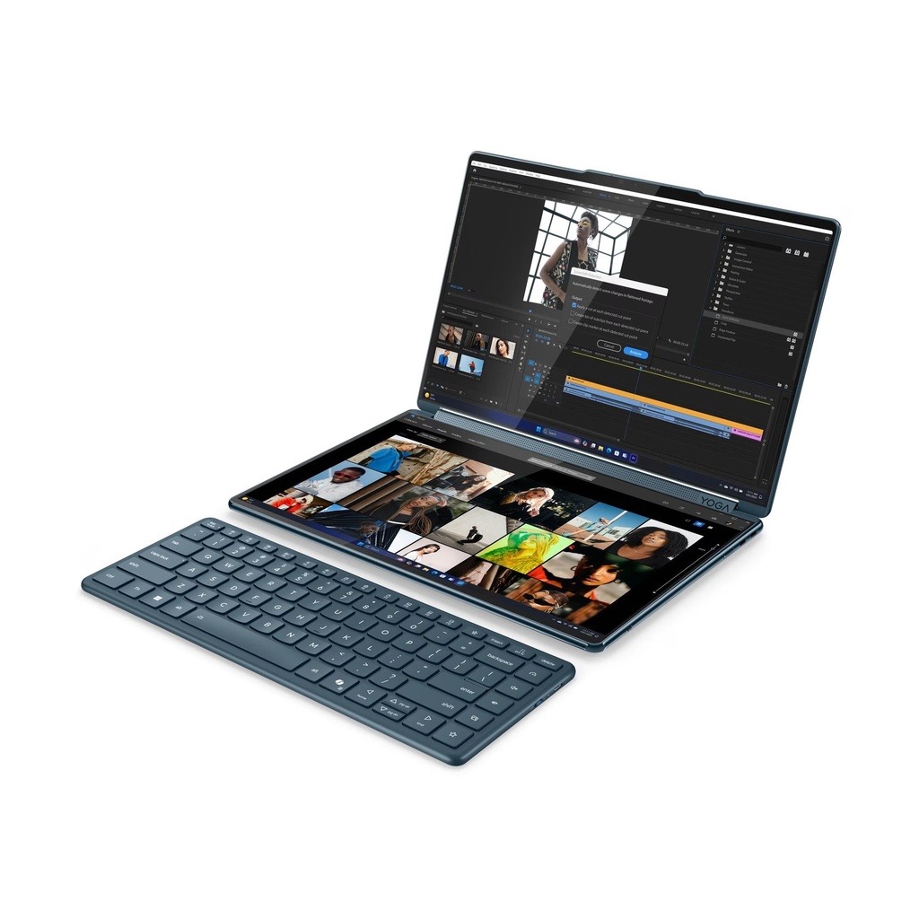 Lenovo Yoga Book 9 Multi-Touch Laptop Convertible, Ultra 7-255H Processor, 32GB RAM, 1TB SSD NVMe, Intel Arc 140T GPU, 14" 2.8K OLED TouchScreen, Backlit Arabic Keyboard, Lenovo Yoga Pen + Yoga Slim Mouse, Windows 11 Home - Tidal Teal | 83KJ000MAX