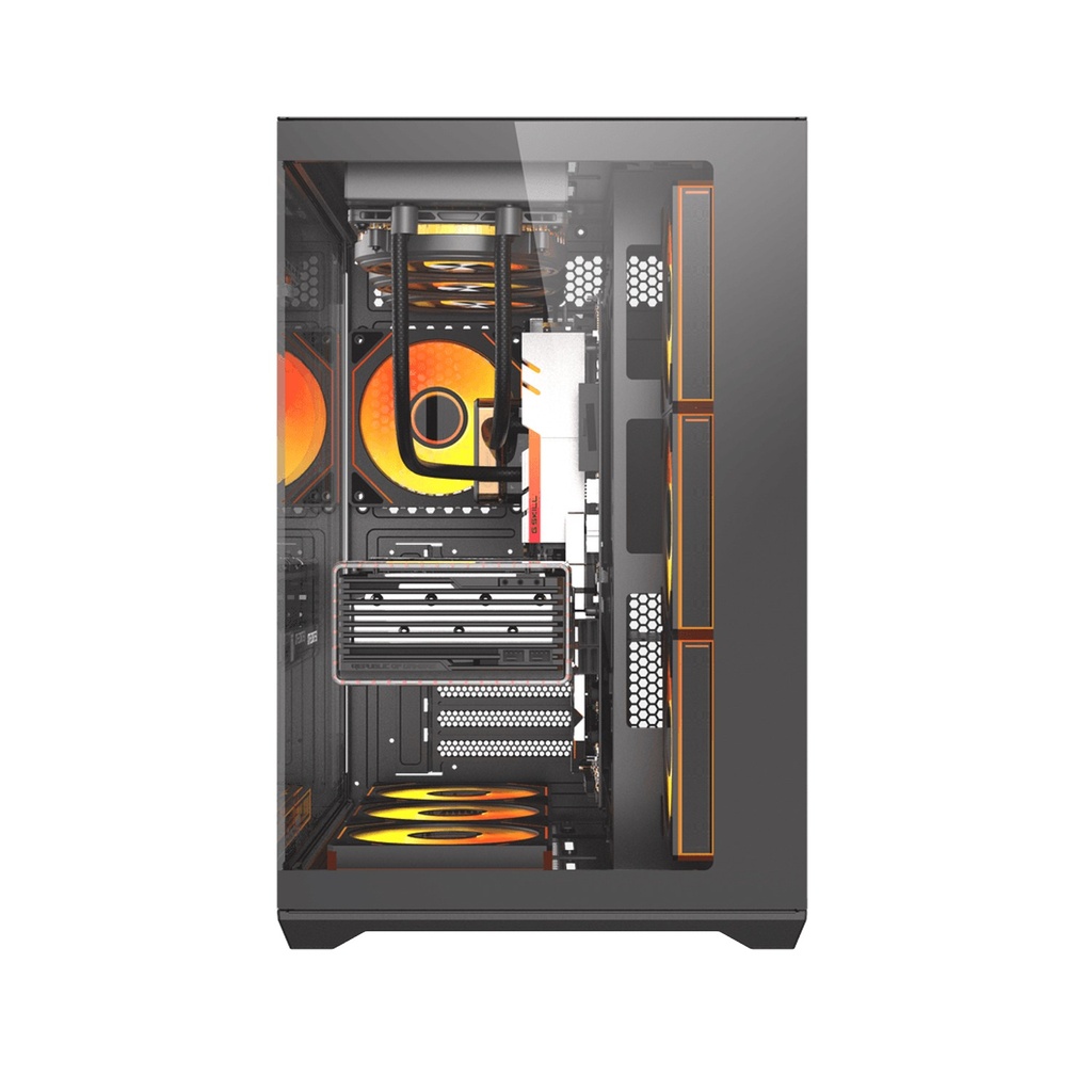 Darkflash C280 E-ATX Full-Tower PC Gaming Case, 7×ARGB Fans Included, 270° Tempered Glass, Reverse Connection Motherboard Compatible, 360mm Radiator Support, Black | C280B