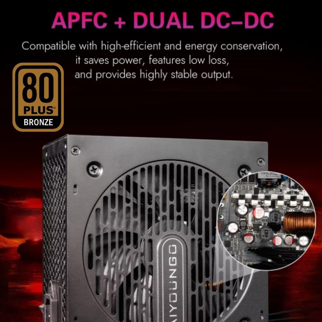 DarkFlash C218M M-ATX/ITX Gaming PC Case with Pre-Installed 650W 80+ Bronze PSU and 3 ARGB Fans, 270 Degree Panoramic Glass, Supports 360 mm Radiator, 425 mm GPU Clearance, USB3.0 PC Case (White)
