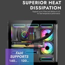 DarkFlash C218M M-ATX/ITX Gaming PC Case with Pre-Installed 650W 80+ Bronze PSU and 3 ARGB Fans, 270 Degree Panoramic Glass, Supports 360 mm Radiator, 425 mm GPU Clearance, USB3.0 PC Case (White)