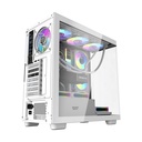 Aigo DarkFlash DS900W Gaming PC Case with 7 ARGB Fans Pre Installed, Tempered Glass Panels - White