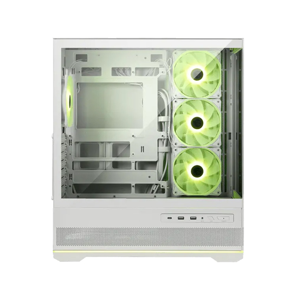 MSI MAG PANO 110R PZ ATX Tower Front Side & Left Side Tempered Glass Panel Case With 4 ARGB Fans - White