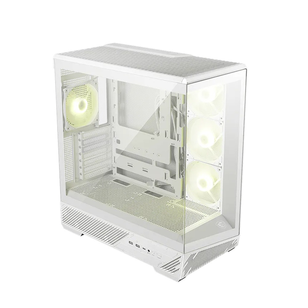 MSI MAG PANO 130R PZ Mid Tower Front Side & Left Side Tempered Glass Panel Case With 4 ARGB Fans - White