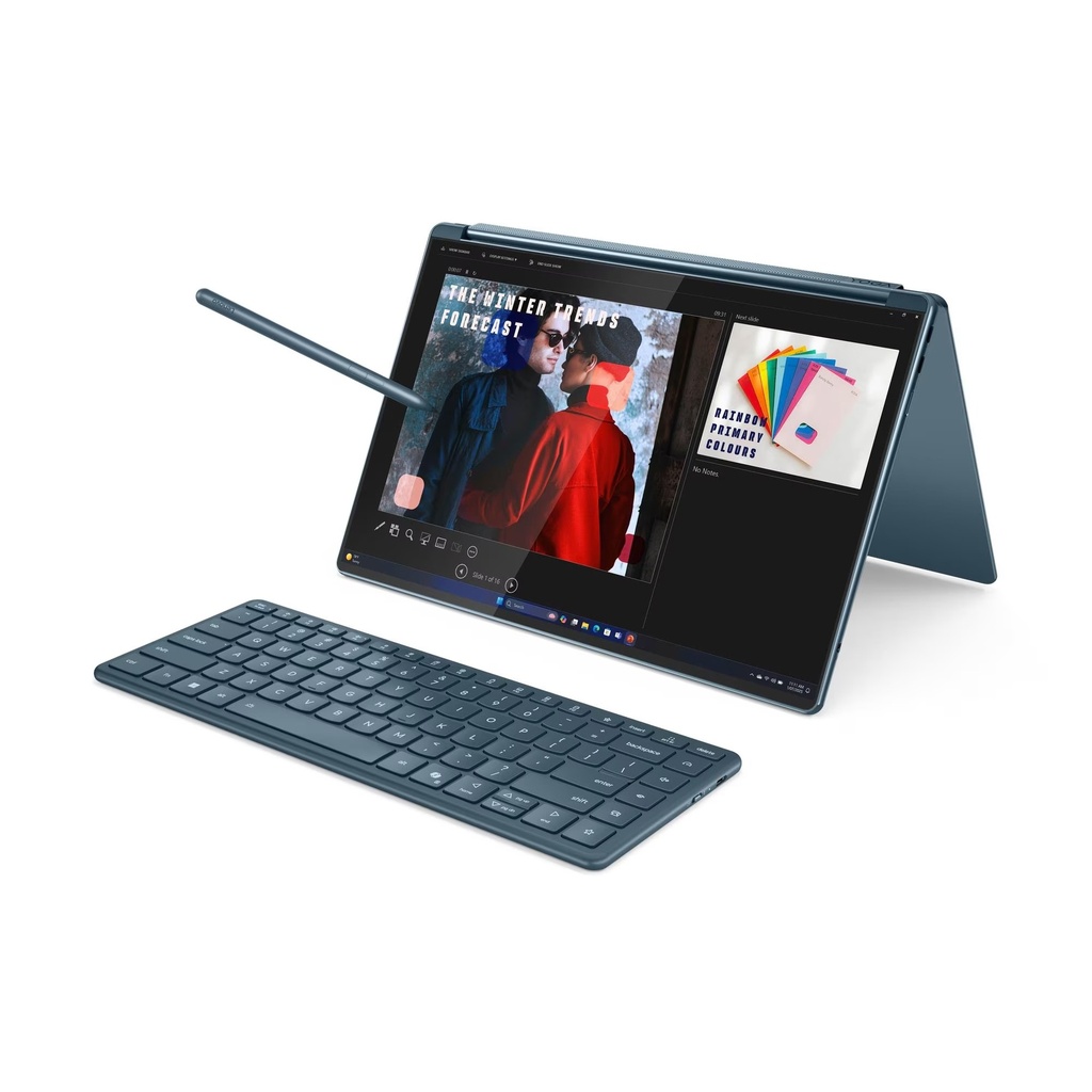 Lenovo Yoga Book 9 Multi-Touch Laptop Convertible, Ultra 7-255H Processor, 32GB RAM, 1TB SSD NVMe, Intel Arc 140T GPU, 14" 2.8K OLED TouchScreen, Backlit Arabic Keyboard, Lenovo Yoga Pen + Yoga Slim Mouse, Windows 11 Home - Tidal Teal | 83KJ000MAX