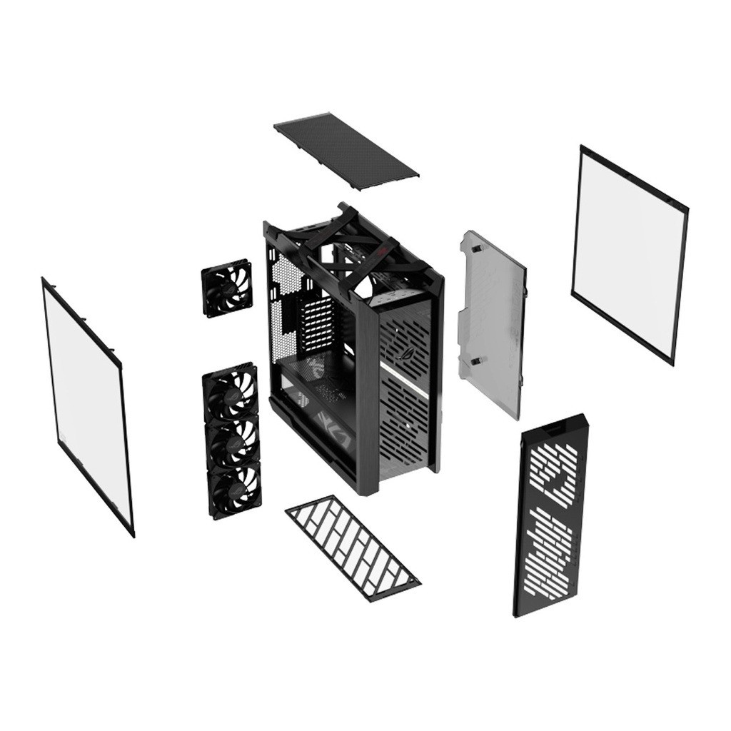 ASUS Strix Helios II GX601S Mid Tower Computer Case, 4x 140mm Pre-Installed Fans, Up to 420mm Radiator & 7x Fan Support-Black