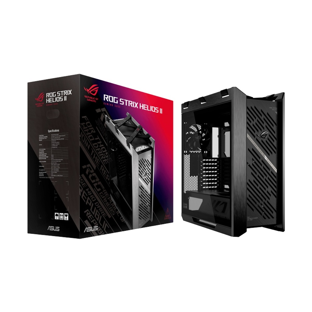 ASUS Strix Helios II GX601S Mid Tower Computer Case, 4x 140mm Pre-Installed Fans, Up to 420mm Radiator & 7x Fan Support-Black