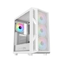 GameOn Trident IV-A PowerForge Series Mid Tower Gaming Case with 750W Power Supply Pre-Installed (4 ARGB Fans Included) - White