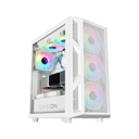 GameOn Trident IV-A PowerForge Series Mid Tower Gaming Case with 750W Power Supply Pre-Installed (4 ARGB Fans Included) - White