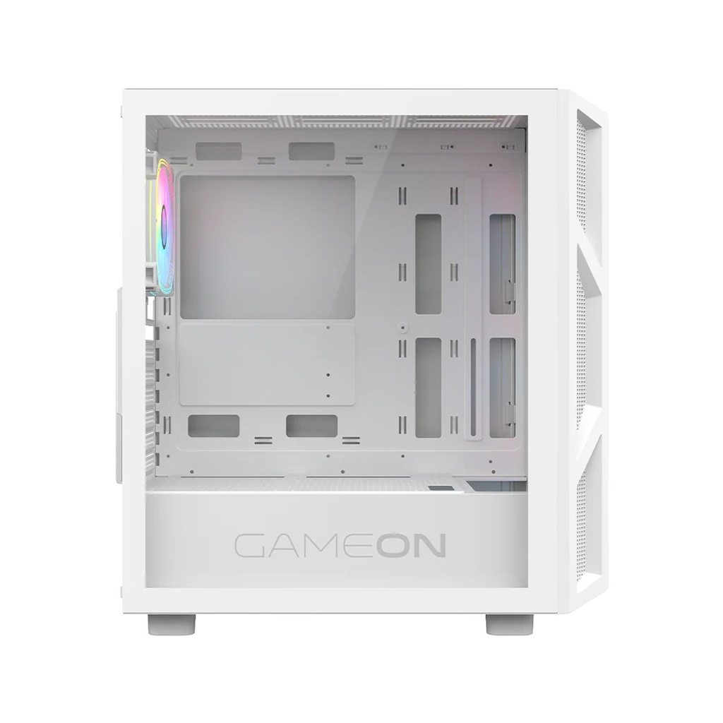 GameOn Trident IV-A PowerForge Series Mid Tower Gaming Case with 750W Power Supply Pre-Installed (4 ARGB Fans Included) - White