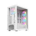 GameOn Trident IV-A PowerForge Series Mid Tower Gaming Case with 750W Power Supply Pre-Installed (4 ARGB Fans Included) - White