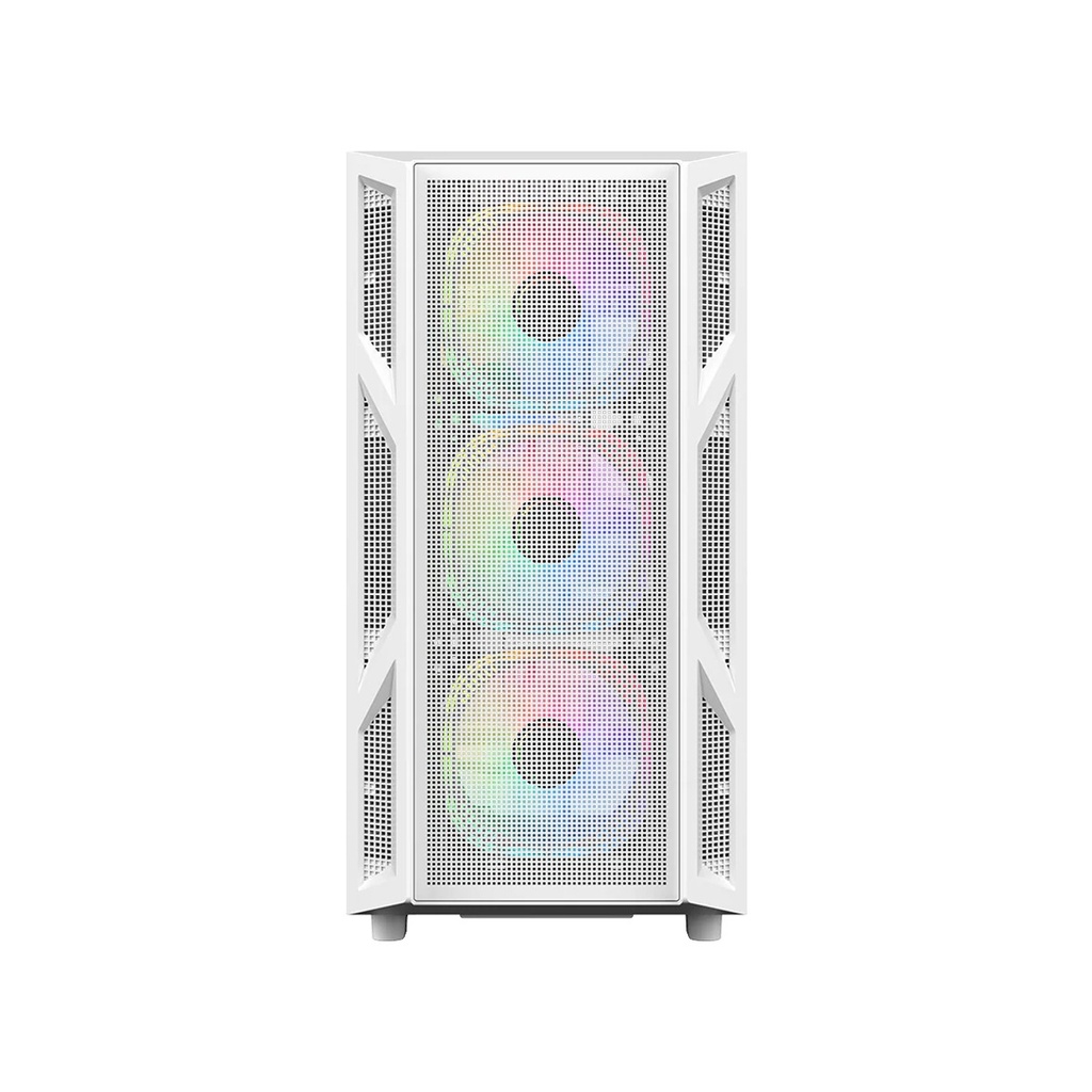 GameOn Trident IV-A PowerForge Series Mid Tower Gaming Case with 750W Power Supply Pre-Installed (4 ARGB Fans Included) - White