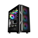 GameOn Trident IV-M PowerForge Series Mid Tower Gaming Case with 750W Power Supply Pre-Installed (4 ARGB Fans Included) - Black