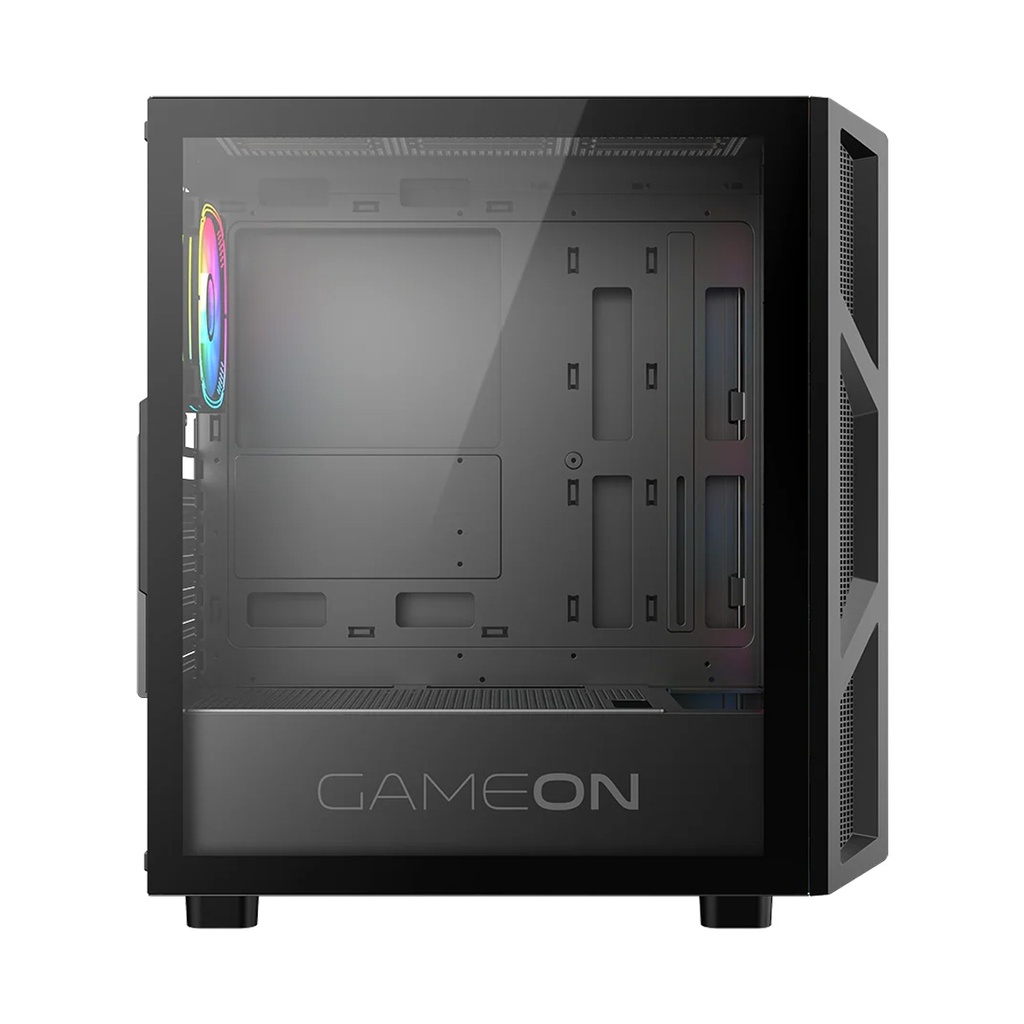 GameOn Trident IV-M PowerForge Series Mid Tower Gaming Case with 750W Power Supply Pre-Installed (4 ARGB Fans Included) - Black