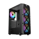 GameOn Trident III-M PowerForge Series Mid Tower Gaming Case With 750W Power Supply Pre-Installed (4 ARGB Fans Included) - Black