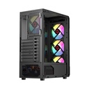 GameOn Trident III-M PowerForge Series Mid Tower Gaming Case With 750W Power Supply Pre-Installed (4 ARGB Fans Included) - Black