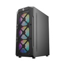 GameOn Trident III-M PowerForge Series Mid Tower Gaming Case With 750W Power Supply Pre-Installed (4 ARGB Fans Included) - Black