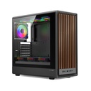GameOn Timberi Midnight Series ARGB + PWM Mid Tower Gaming Case With (7 Fans Included) - Wood/Black