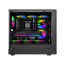 GameOn Timberi Midnight Series ARGB + PWM Mid Tower Gaming Case With (7 Fans Included) - Wood/Black