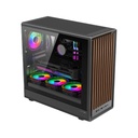 GameOn Timberi Midnight Series ARGB + PWM Mid Tower Gaming Case With (7 Fans Included) - Wood/Black