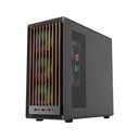 GameOn Timberi Midnight Series ARGB + PWM Mid Tower Gaming Case With (7 Fans Included) - Wood/Black