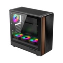 GameOn Timber Midnight Series ARGB + PWM Mid Tower Gaming Case With (7 Fans Included) - Wood/Black
