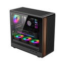GameOn Timber Midnight Series ARGB + PWM Mid Tower Gaming Case With (7 Fans Included) - Wood/Black