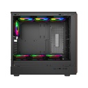 GameOn Timber Midnight Series ARGB + PWM Mid Tower Gaming Case With (7 Fans Included) - Wood/Black