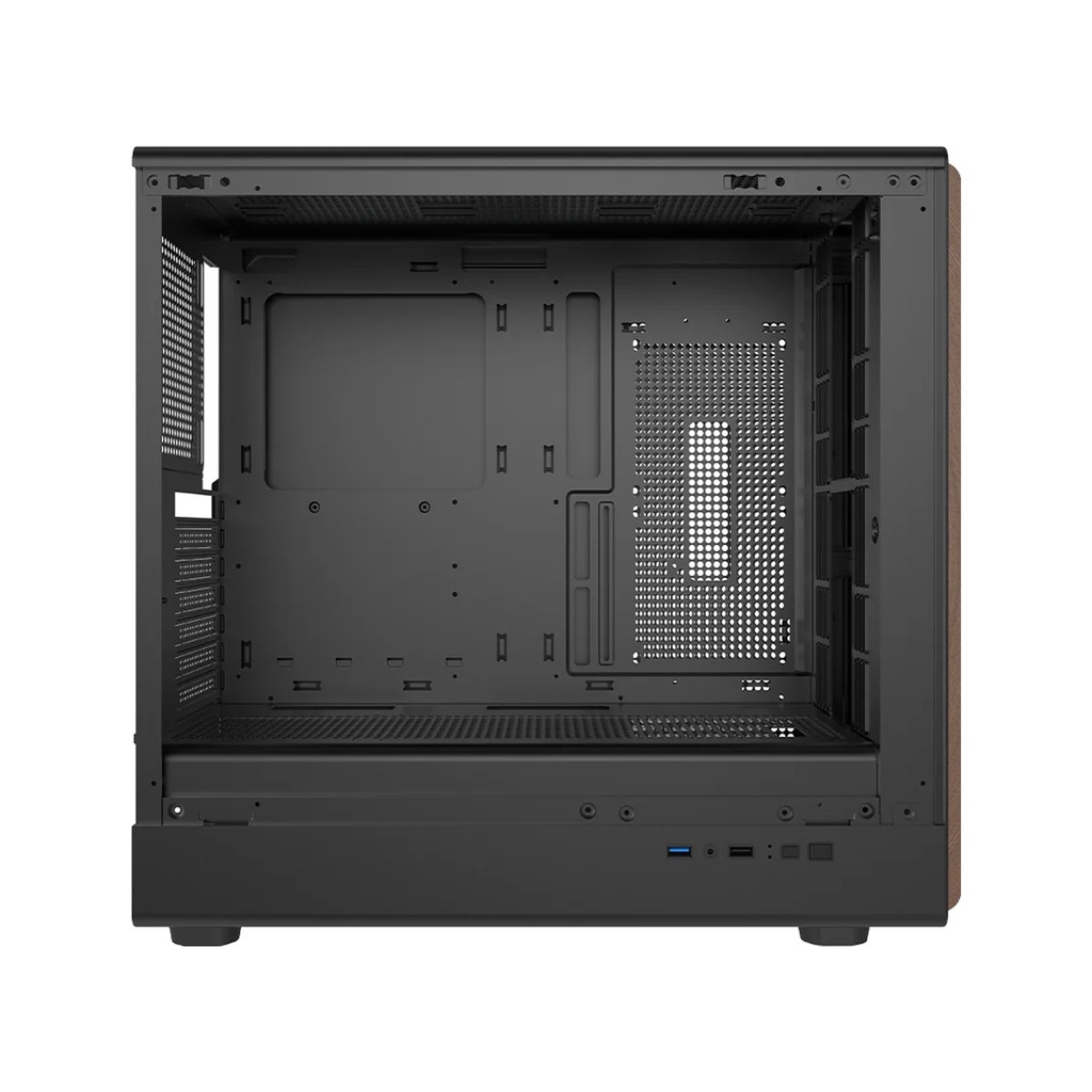GameOn Timber Midnight Series ARGB + PWM Mid Tower Gaming Case With (7 Fans Included) - Wood/Black