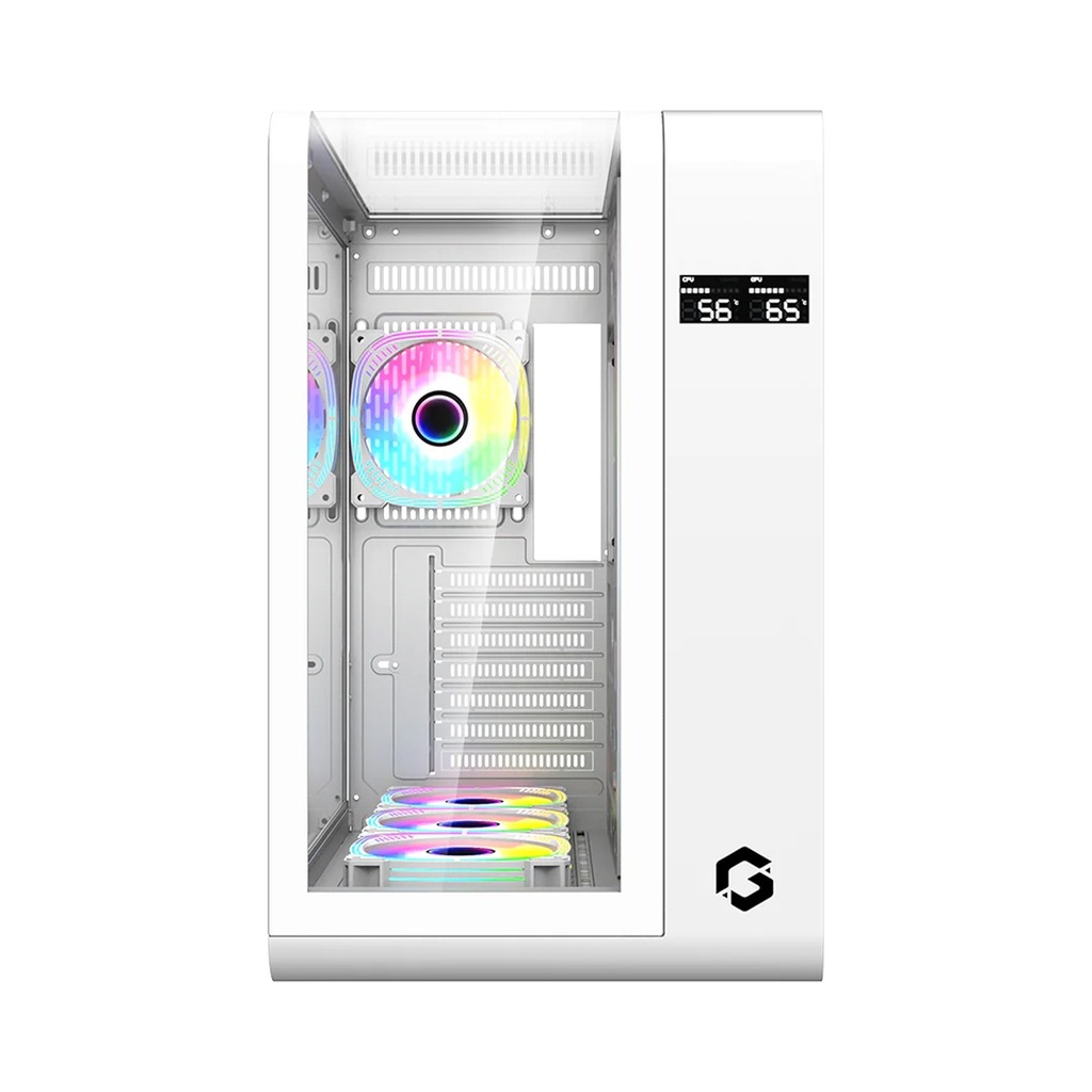 GameOn Infinity Midnight Series ARGB Mid Tower Gaming Case With (4 ARGB Fans Included) - White
