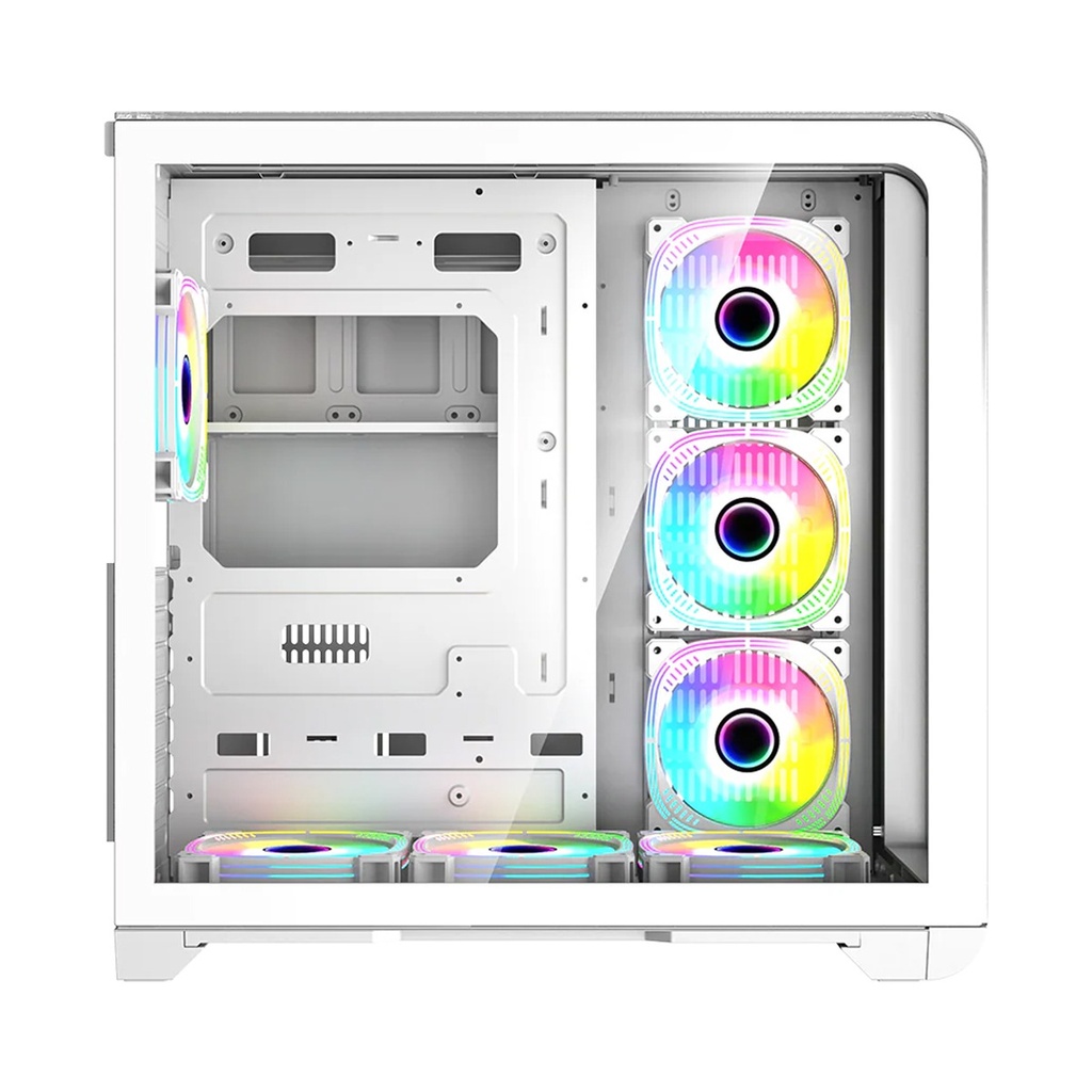 GameOn Infinity Midnight Series ARGB Mid Tower Gaming Case With (4 ARGB Fans Included) - White