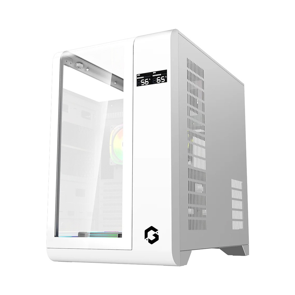 GameOn Infinity Midnight Series ARGB Mid Tower Gaming Case With (4 ARGB Fans Included) - White