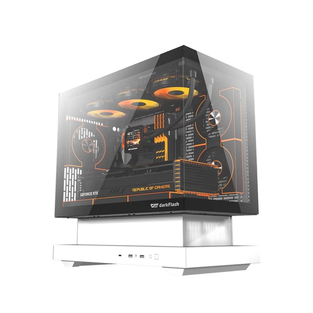 DarkFlash FLOATRON F1 Micro ATX Gaming Case (Fans Not Included) - White