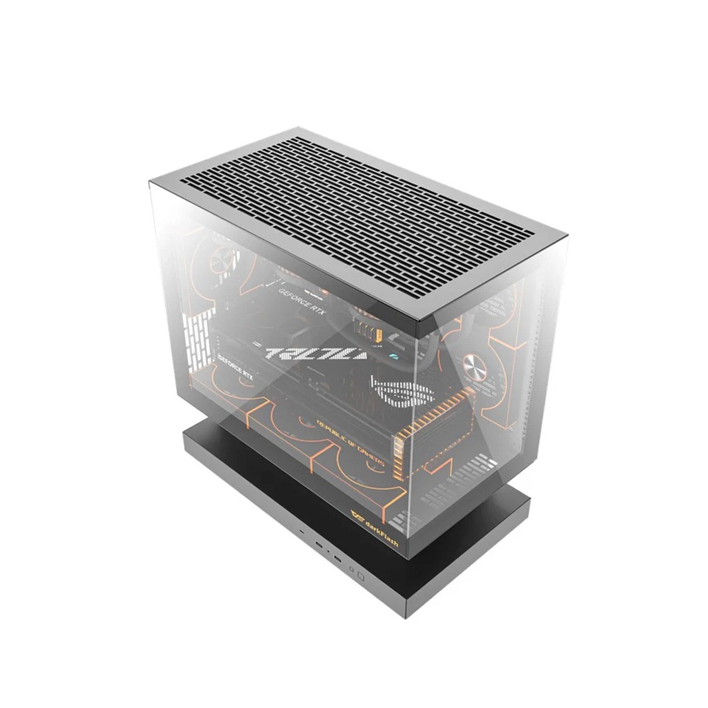 DarkFlash FLOATRON F1 Micro ATX Gaming Case (Fans Not Included) - Black