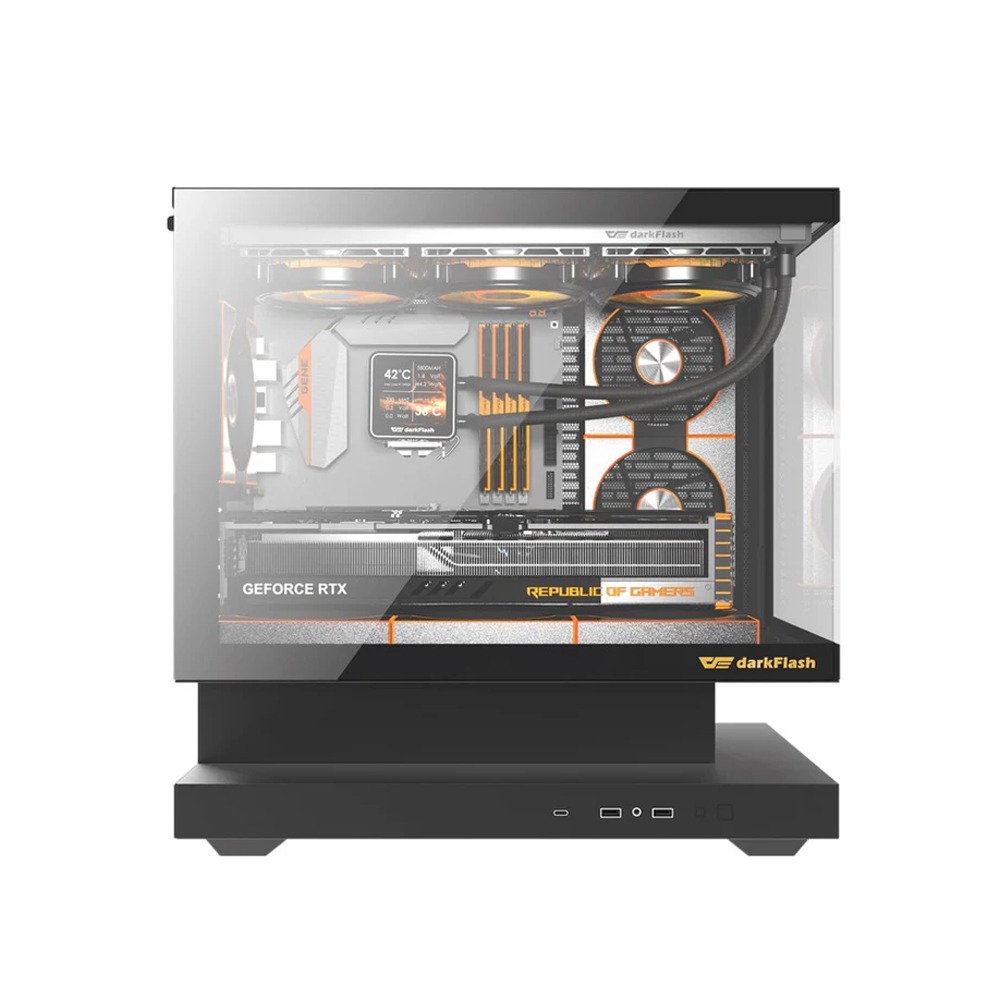 DarkFlash FLOATRON F1 Micro ATX Gaming Case (Fans Not Included) - Black