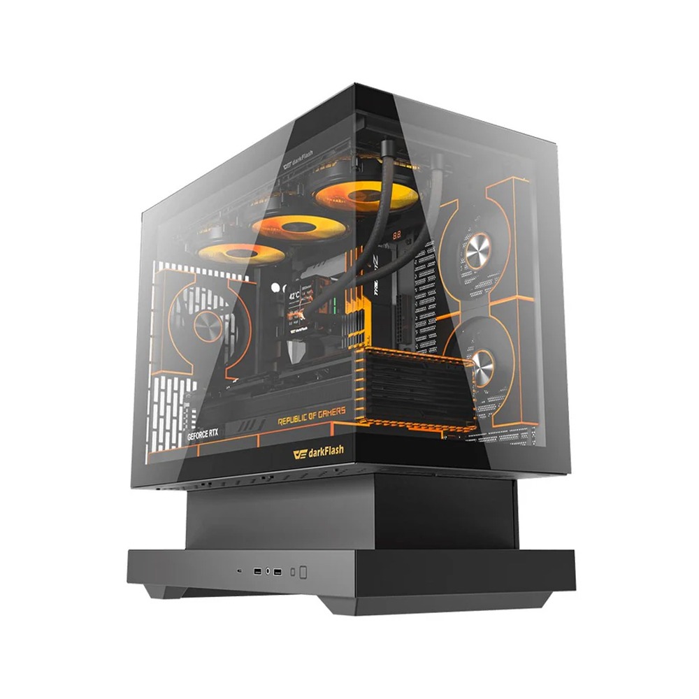 DarkFlash FLOATRON F1 Micro ATX Gaming Case (Fans Not Included) - Black