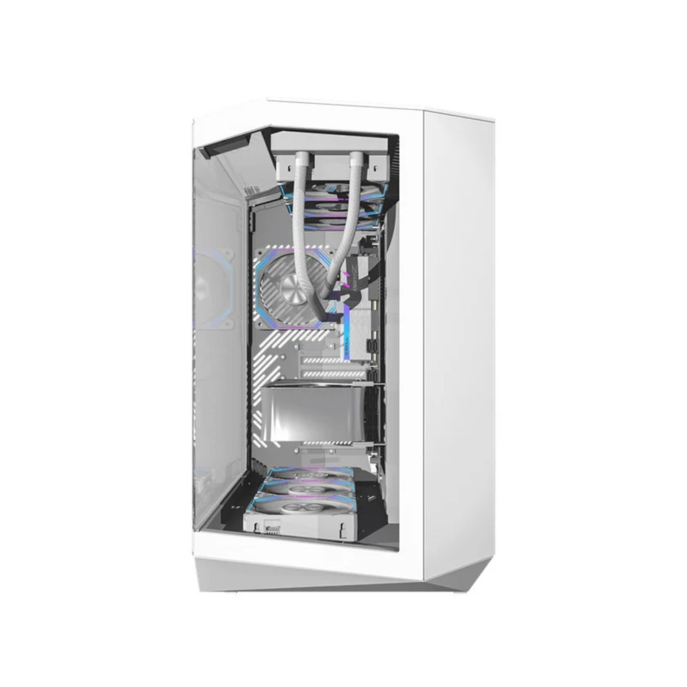DarkFlash DY470 ATX Mid Tower Gaming Case With 4 ARGB Fans Included - White