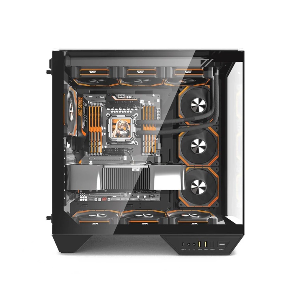 DarkFlash DY470 ATX Mid Tower Gaming Case With 4 ARGB Fans Included - Black